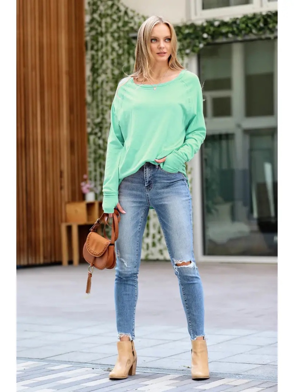 Zenana Outfitters Mint Green Long sleeve Tee